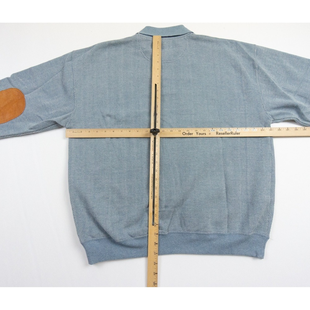Orvis Sweater Mens XLarge Blue Knit Pullover Collared Elbow Patch Adult Outdoors - Picture 7 of 10